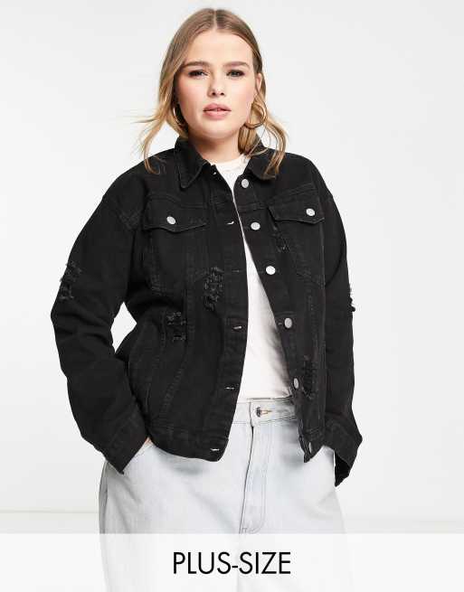 Yours - Giacca di jeans invecchiata nera stile western