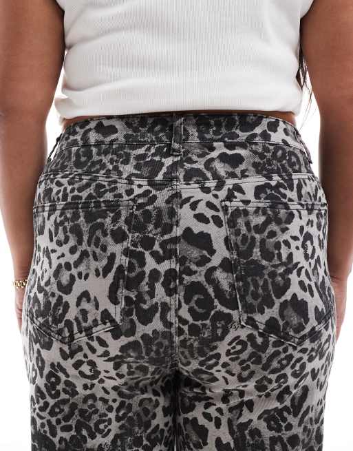 Yours - Grå jeans med leopardprint og lige ben, 5 af 5