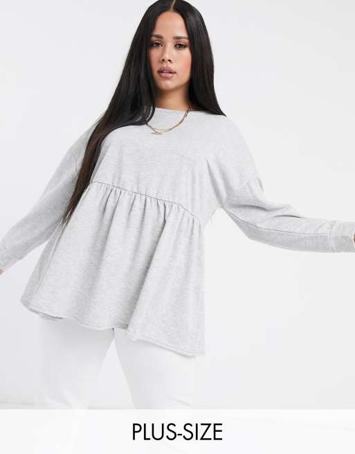 Yours – Grå sweatshirt med peplum