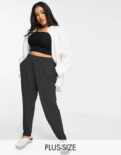 Yours – Haremshose in Schwarz mit geometrischem Druck