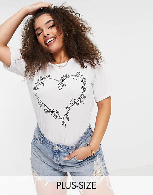 Yours heart print t-shirt in white | ASOS