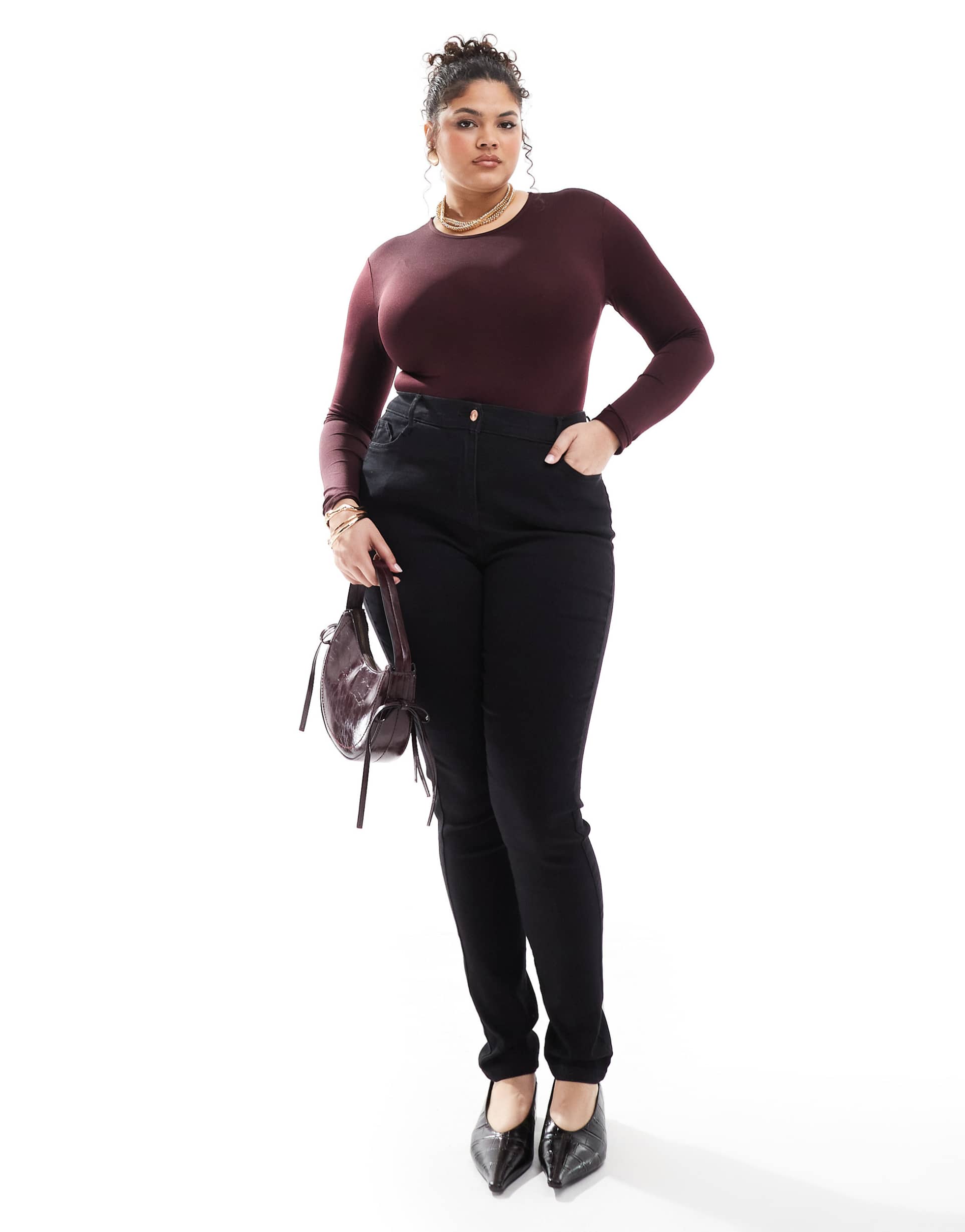 yours high waisted skinny jeans in black