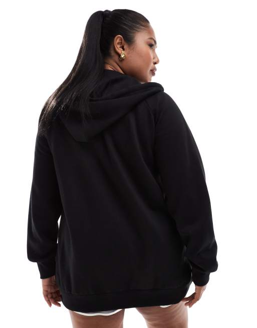 Yours - Hoodie met raglanmouwen en rits in zwart, 4 van 4
