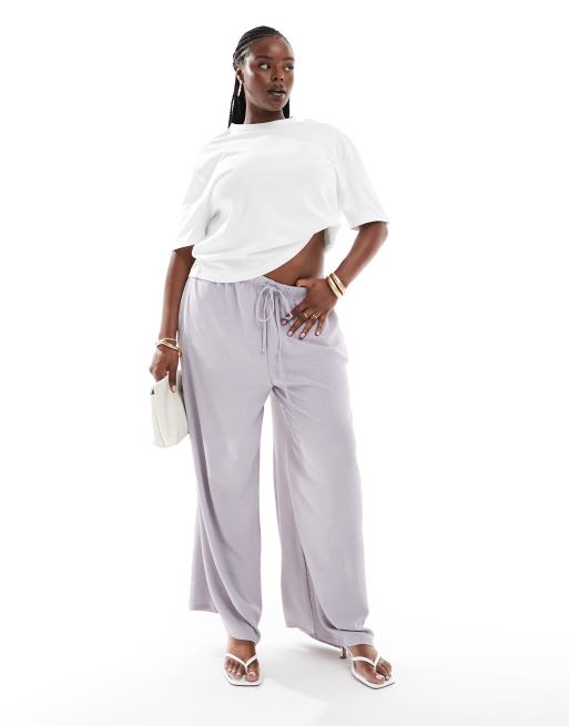 Yours – Hose aus Twill in Grau mit weitem Bein