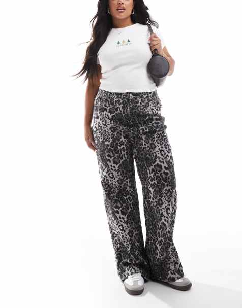 Yours - Jeans dritti leopardati grigi - view 1