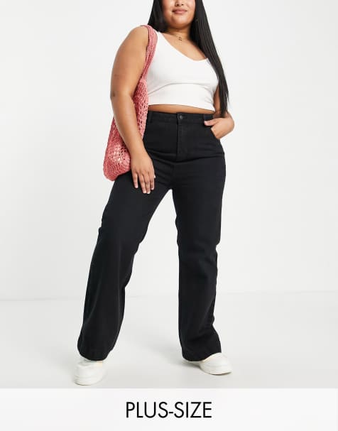 Yours – Jeans in Schwarz mit weitem Bein - view 1