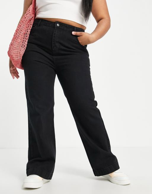 Yours – Jeans in Schwarz mit weitem Bein, 2 von 4