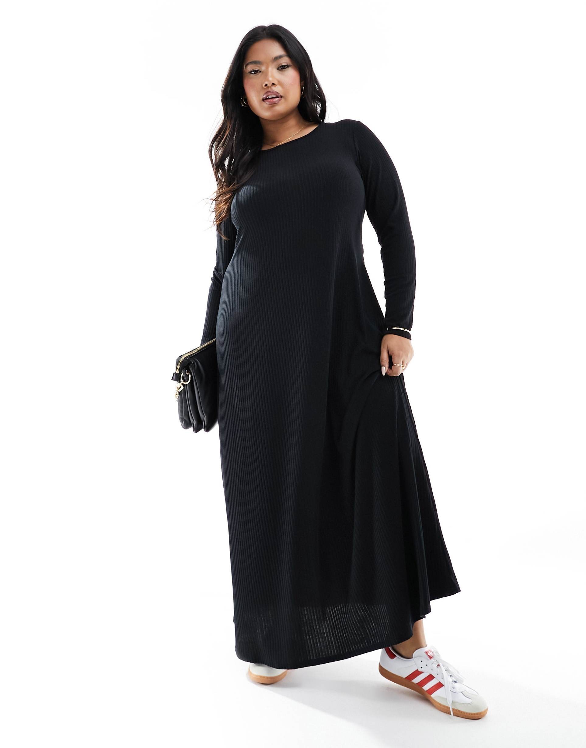 yours jersey maxi dress in black