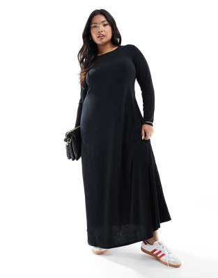 Yours - Jersey-Maxikleid in Schwarz