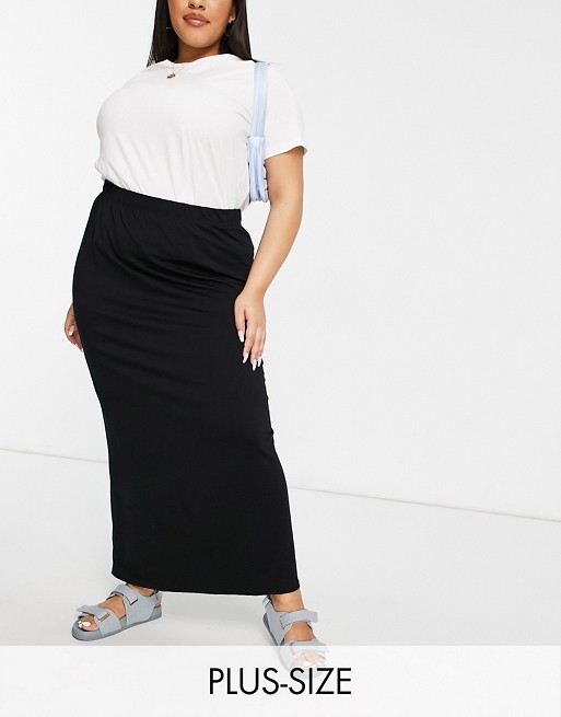 Yours jersey midaxi skirt in black