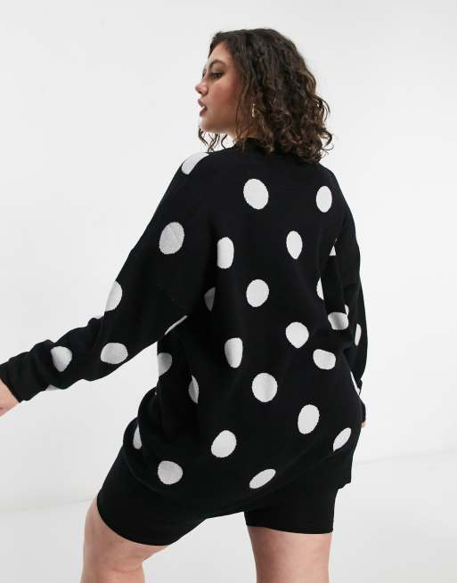 Yours Jumper In Black And White Polka Dot Asos