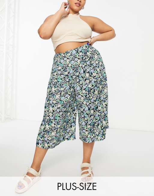 Yours - Jupe-culotte à fleurs - Bleu