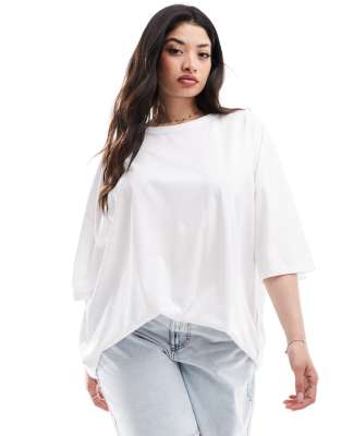 Yours - Kastiges Oversize-T-Shirt in Weiß