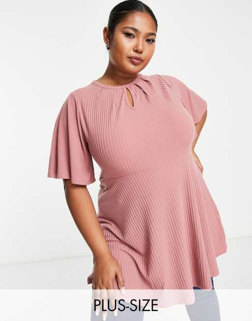 Pink peplum store top plus size