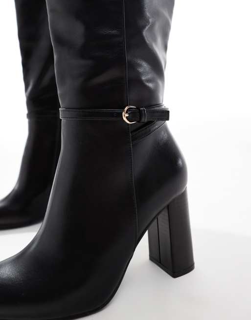 Yours knee high heeled boots in black, 2 of 4