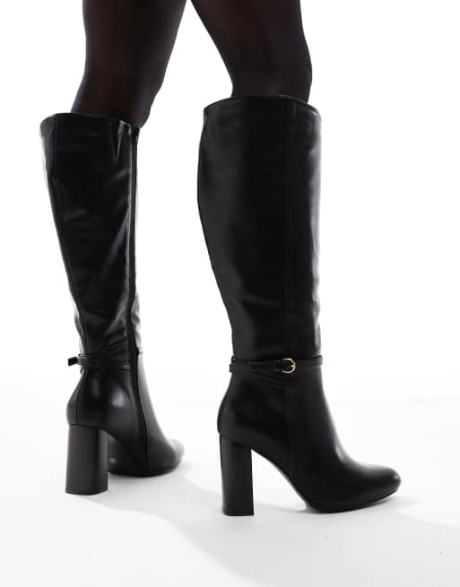 Yours knee high heeled boots in black, 3 of 4