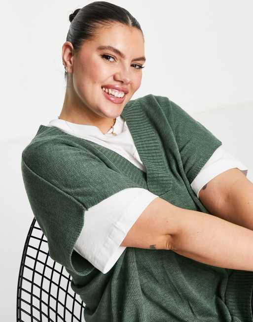 Yours knitted vest in khaki, 4 of 4