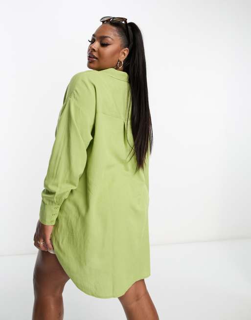 Yours – Koszula oversize z domieszką lnu w kolorze khaki, 2 z 4