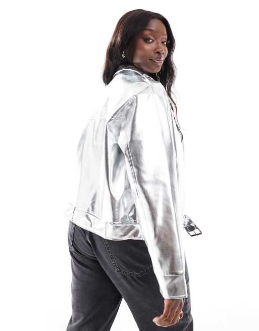 Silber Metallic Silber Graue Jacke Bianca Metallic-Graue Jacke