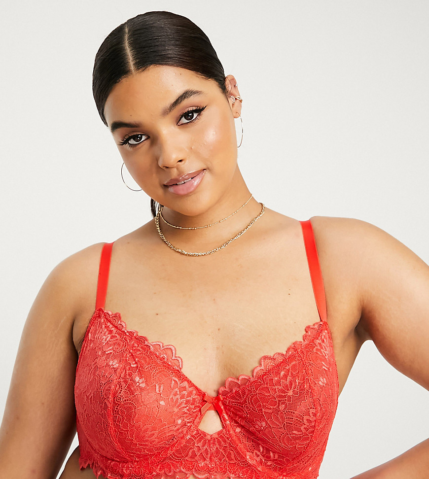 Yours Lace Underwired Bra In Red