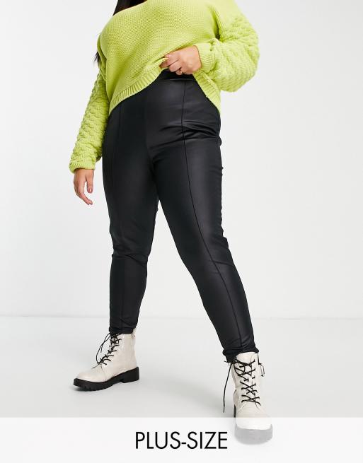 Yours - Leggings en similicuir avec surpiqûressur le devant - Noir