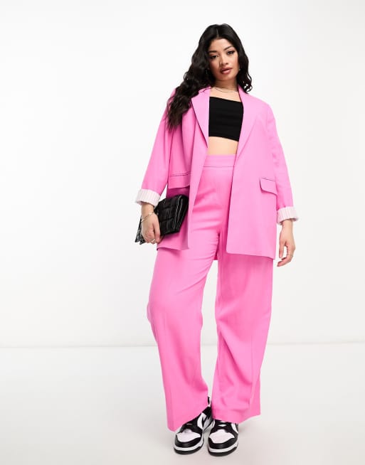 YOURS Plus Size Pink Wide Leg Trousers