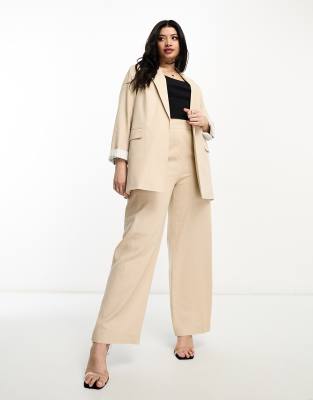 Yours linen look blazer in stone-Neutral