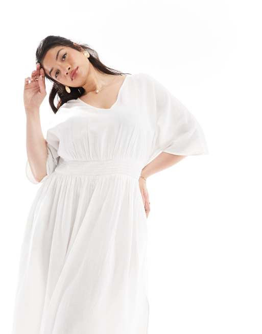 Yours linen look maxi dress in white | ASOS