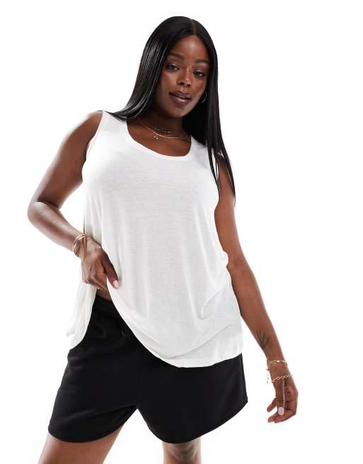 Yours linen-mix tank top in white