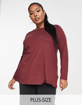 Yours long sleeve t-shirt in burgundy