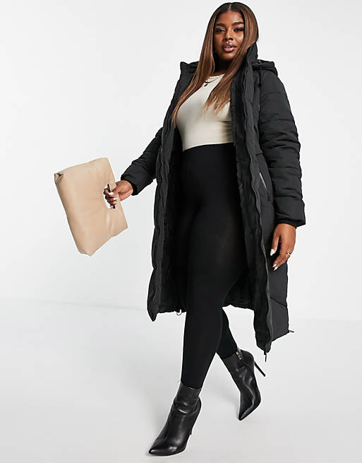 Coats & Jackets Yours longline maxi puffer coat in black 