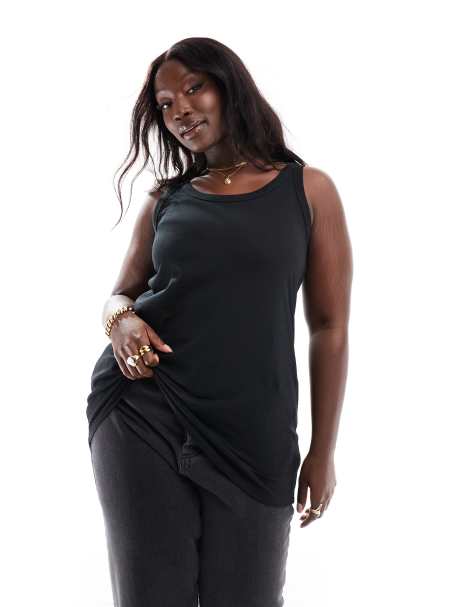 Yours loose tank top in black - view 1