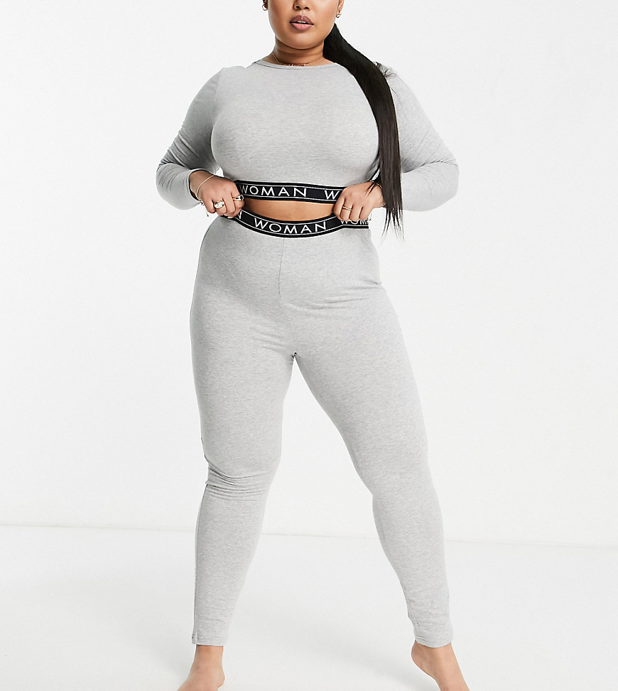 Plus-size leggings by Yours Lounging done right High rise Branded elasticated waist Bodycon fit