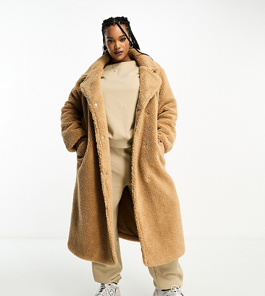 Yours maxi borg coat in natural-Neutral
