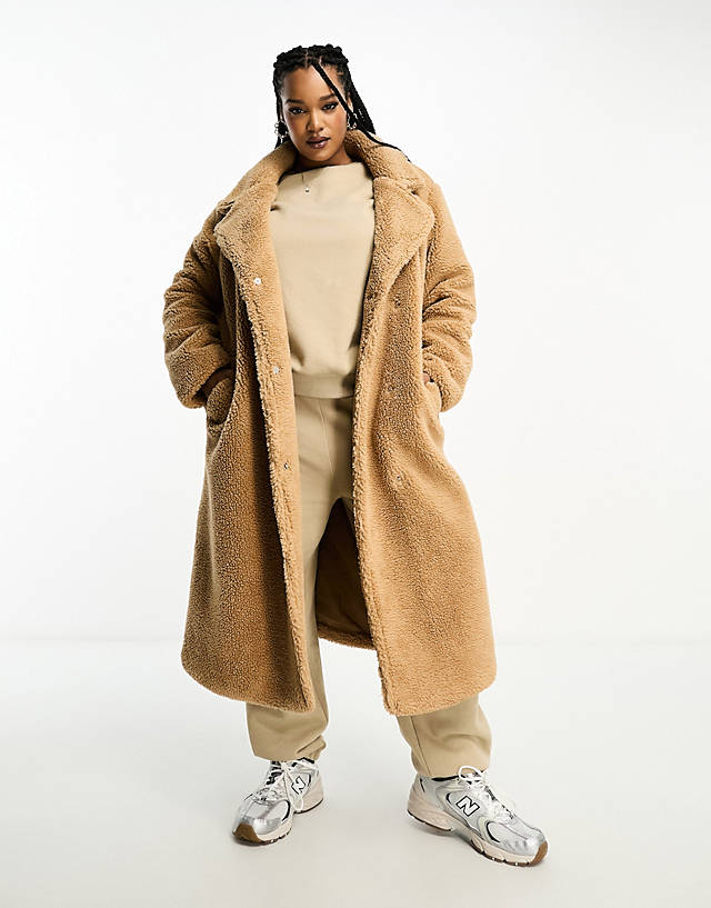 Yours - maxi borg coat in natural