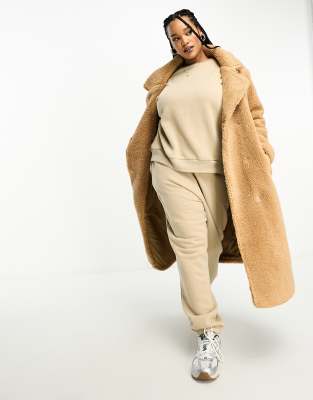 Yours maxi borg coat in naturals