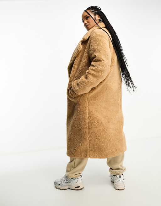 Yours maxi borg coat in naturals