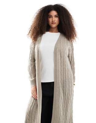 Shop Yours Maxi Cable Knit Cardigan In Black