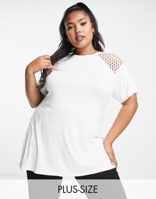 Yours mesh sleeve t-shirt in white