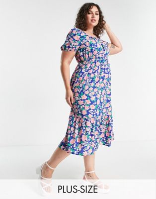 Yours midi dress in blue floral
