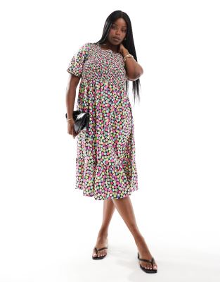 midi dress in multi print