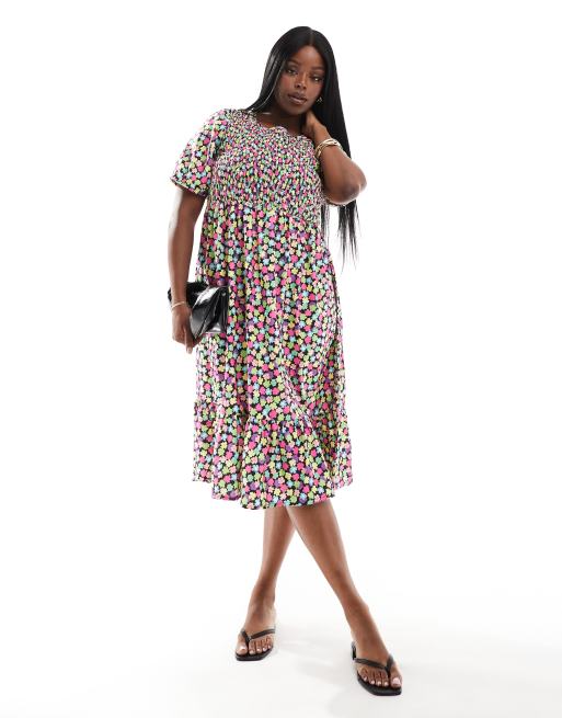 Yours - Midi jurk met print in multi 