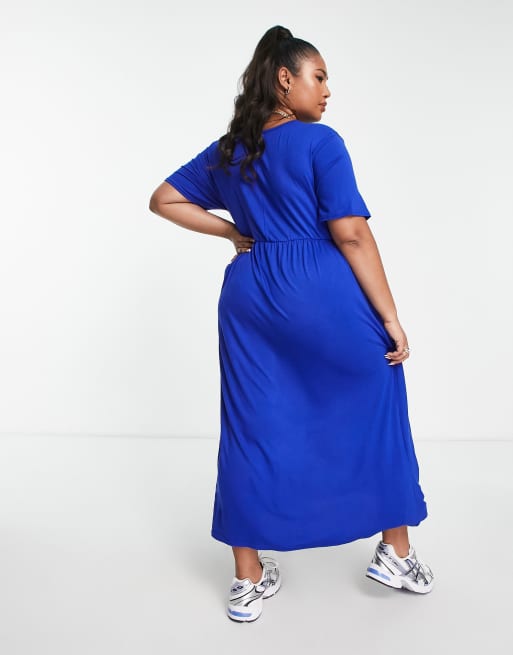 Royal blue t shirt dress plus size store