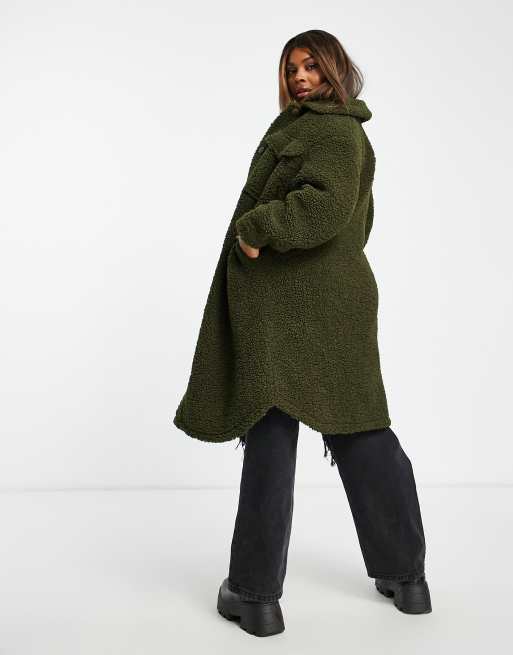 Green teddy coat clearance womens