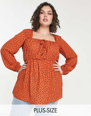 orange polka dot blouse