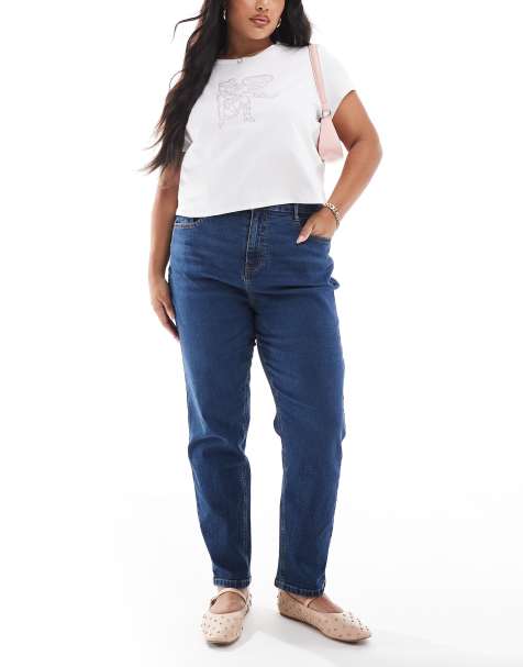 Yours mom jeans in mid blue wash