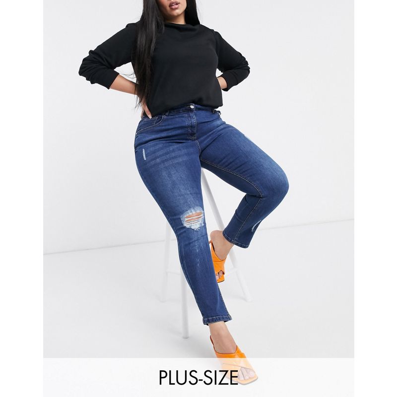 Jeans Donna Yours - Mom jeans lavaggio indaco con strappi sulle ginocchia