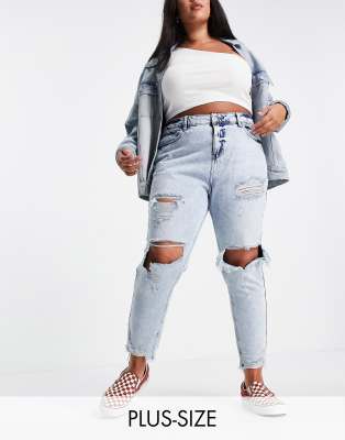 - Mom-jeans med huller i bleget vask | ASOS