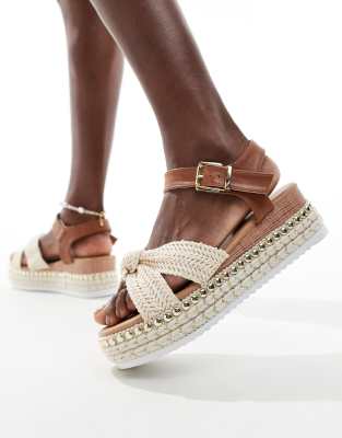 Yours natural chunky sandals in beige-Neutral