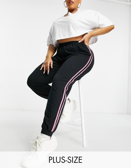 Yours neon side stripe joggers in black